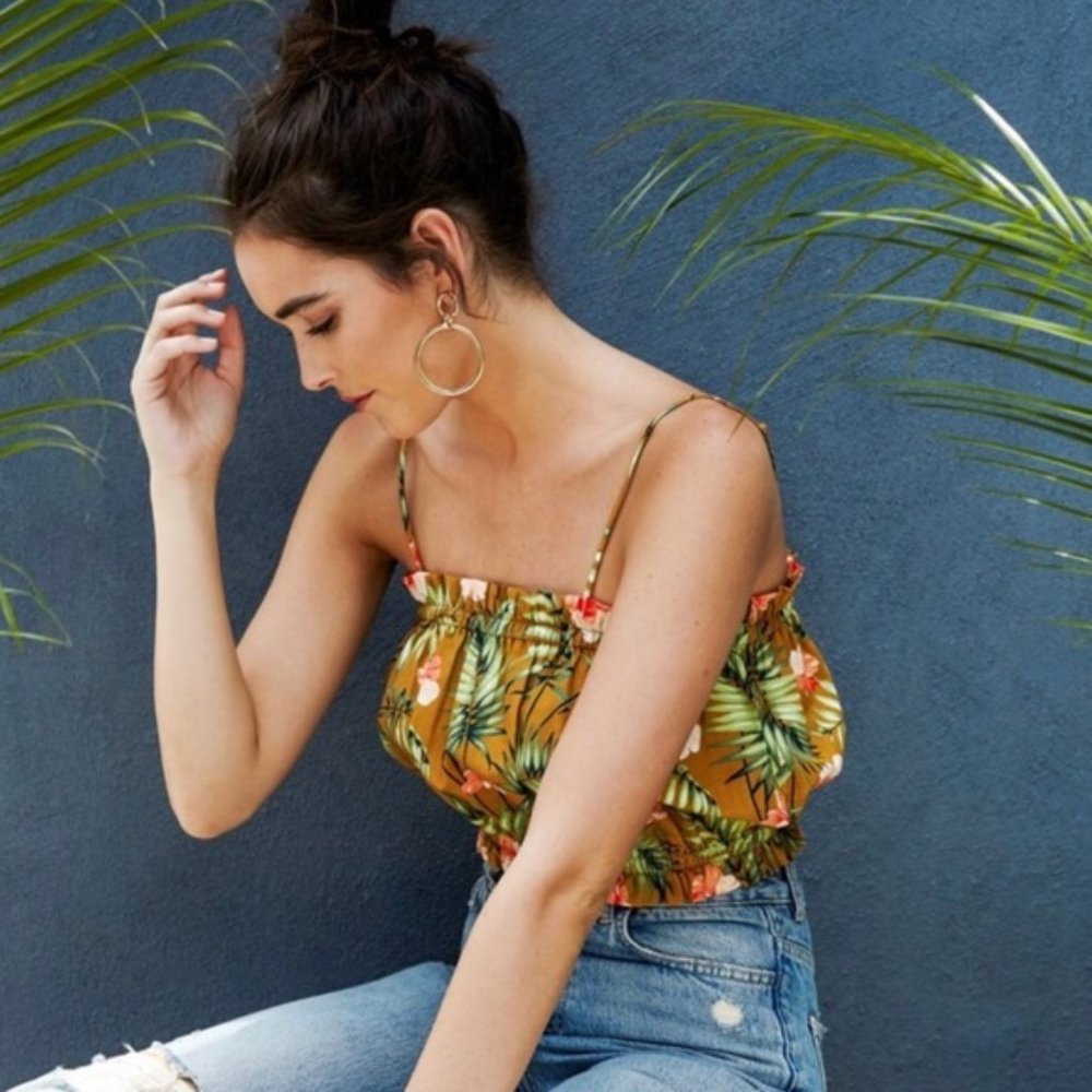 Sincerely Jules | Tropical ‘Tiki Crop Tank’ | Size Small